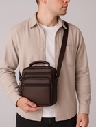 Сумка кросс-боди мужская на молнии, с ручкой, 3 наружных кармана, 17×8.5×20 см, коричневая - Фото 2
