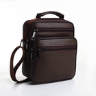 Сумка кросс-боди мужская на молнии, с ручкой, 3 наружных кармана, 17×8.5×20 см, коричневая - Фото 3