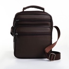 Сумка кросс-боди мужская на молнии, с ручкой, 3 наружных кармана, 17×8.5×20 см, коричневая - Фото 4