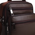 Сумка кросс-боди мужская на молнии, с ручкой, 3 наружных кармана, 17×8.5×20 см, коричневая - Фото 5