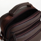 Сумка кросс-боди мужская на молнии, с ручкой, 3 наружных кармана, 17×8.5×20 см, коричневая - Фото 7