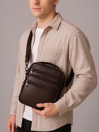 Сумка кросс-боди мужская на молнии, с ручкой, 3 наружных кармана, 18×8.5×22 см, коричневая - Фото 2