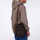 Сумка кросс-боди мужская на молнии, с ручкой, 3 наружных кармана, 18×8.5×22 см, коричневая - Фото 7