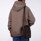 Сумка кросс-боди мужская на молнии, с ручкой, 3 наружных кармана, 18×8.5×22 см, коричневая - Фото 3