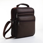 Сумка кросс-боди мужская на молнии, с ручкой, 3 наружных кармана, 18×8.5×22 см, коричневая - Фото 4