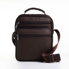 Сумка кросс-боди мужская на молнии, с ручкой, 3 наружных кармана, 18×8.5×22 см, коричневая - Фото 5