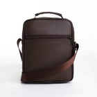 Сумка кросс-боди мужская на молнии, с ручкой, 3 наружных кармана, 18×8.5×22 см, коричневая - Фото 8