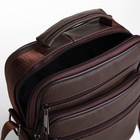 Сумка кросс-боди мужская на молнии, с ручкой, 3 наружных кармана, 18×8.5×22 см, коричневая - Фото 9