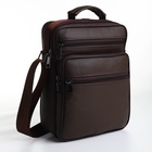 Сумка кросс-боди мужская на молнии, с ручкой, 3 наружных кармана, 19×8.5×25 см, коричневая - Фото 3