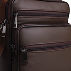Сумка кросс-боди мужская на молнии, с ручкой, 3 наружных кармана, 19×8.5×25 см, коричневая - Фото 5