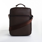 Сумка кросс-боди мужская на молнии, с ручкой, 3 наружных кармана, 19×8.5×25 см, коричневая - Фото 6