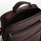 Сумка кросс-боди мужская на молнии, с ручкой, 3 наружных кармана, 19×8.5×25 см, коричневая - Фото 7