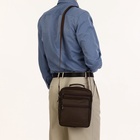 Сумка кросс-боди мужская на молнии, с ручкой, 3 наружных кармана, 19×8.5×25 см, коричневая - Фото 8