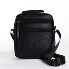 Сумка мужская, на плечо, 3 наружных кармана, с ручкой, чёрная - Фото 4