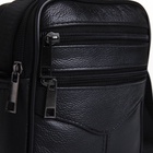 Сумка мужская, на плечо, 3 наружных кармана, с ручкой, чёрная - Фото 5