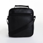 Сумка мужская, на плечо, 3 наружных кармана, с ручкой, чёрная - Фото 6