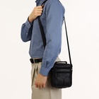 Сумка мужская, на плечо, 3 наружных кармана, с ручкой, чёрная - Фото 2