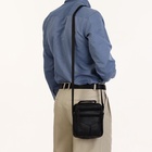 Сумка мужская, на плечо, 3 наружных кармана, с ручкой, чёрная - Фото 8