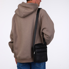 Сумка мужская на молнии, 3 наружных кармана, с ручкой, длинный ремень, чёрная - Фото 7