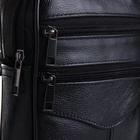 Сумка мужская на молнии, 3 наружных кармана, с ручкой, длинный ремень, чёрная - Фото 6