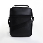 Сумка мужская на молнии, 3 наружных кармана, с ручкой, длинный ремень, чёрная - Фото 8