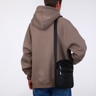 Сумка мужская, на молнии, через плечо, с длинным ремнём, прессованная кожа, 3 наружных кармана, чёрная - Фото 3