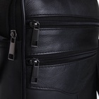 Сумка мужская, на молнии, через плечо, с длинным ремнём, прессованная кожа, 3 наружных кармана, чёрная - Фото 6
