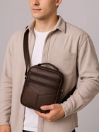 Сумка кросс-боди мужская на молнии, с ручкой, 3 наружных кармана, 17×5.5×20 см, коричневая - Фото 2