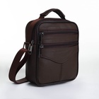 Сумка кросс-боди мужская на молнии, с ручкой, 3 наружных кармана, 17×5.5×20 см, коричневая - Фото 3
