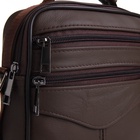 Сумка кросс-боди мужская на молнии, с ручкой, 3 наружных кармана, 17×5.5×20 см, коричневая - Фото 6