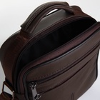 Сумка кросс-боди мужская на молнии, с ручкой, 3 наружных кармана, 17×5.5×20 см, коричневая - Фото 9