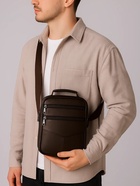 Сумка кросс-боди мужская на молнии, с ручкой, 3 наружных кармана, 18×5.5×22 см, коричневая - Фото 2