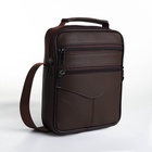Сумка кросс-боди мужская на молнии, с ручкой, 3 наружных кармана, 18×5.5×22 см, коричневая - Фото 4