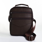 Сумка кросс-боди мужская на молнии, с ручкой, 3 наружных кармана, 18×5.5×22 см, коричневая - Фото 5