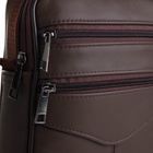 Сумка кросс-боди мужская на молнии, с ручкой, 3 наружных кармана, 18×5.5×22 см, коричневая - Фото 6