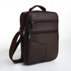 Сумка кросс-боди мужская на молнии, с ручкой, 3 наружных кармана, 19×5.5×25 см, коричневая - Фото 3