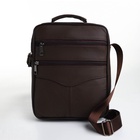 Сумка кросс-боди мужская на молнии, с ручкой, 3 наружных кармана, 19×5.5×25 см, коричневая - Фото 5