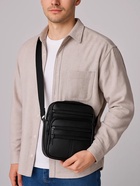 Сумка мужская на молнии, 5 наружных кармана, с ручкой, длинный ремень, чёрная - Фото 2