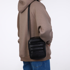 Сумка мужская на молнии, 5 наружных кармана, с ручкой, длинный ремень, чёрная - Фото 7