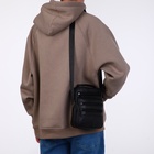 Сумка мужская на молнии, 5 наружных кармана, с ручкой, длинный ремень, чёрная - Фото 3