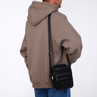 Сумка мужская на молнии, 5 наружных кармана, с ручкой, длинный ремень, чёрная - Фото 7