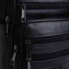 Сумка мужская на молнии, 5 наружных кармана, с ручкой, длинный ремень, чёрная - Фото 6