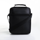 Сумка мужская на молнии, 5 наружных кармана, с ручкой, длинный ремень, чёрная - Фото 8