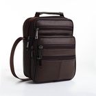 Сумка кросс-боди мужская на молнии, 5 наружных карманов, с ручкой, длинный ремень, 17×8.5×20 см, коричневая - Фото 4