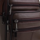 Сумка кросс-боди мужская на молнии, 5 наружных карманов, с ручкой, длинный ремень, 17×8.5×20 см, коричневая - Фото 6