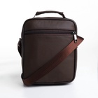 Сумка кросс-боди мужская на молнии, 5 наружных карманов, с ручкой, длинный ремень, 17×8.5×20 см, коричневая - Фото 8