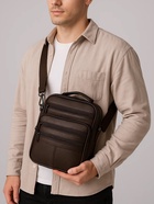 Сумка кросс-боди мужская на молнии, 5 наружных карманов, с ручкой, длинный ремень, 18×8.5×22 см, коричневая - Фото 2