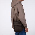 Сумка кросс-боди мужская на молнии, 5 наружных карманов, с ручкой, длинный ремень, 18×8.5×22 см, коричневая - Фото 7