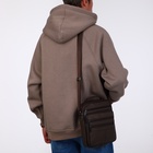 Сумка кросс-боди мужская на молнии, 5 наружных карманов, с ручкой, длинный ремень, 18×8.5×22 см, коричневая - Фото 3