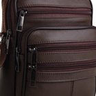 Сумка кросс-боди мужская на молнии, 5 наружных карманов, с ручкой, длинный ремень, 18×8.5×22 см, коричневая - Фото 6